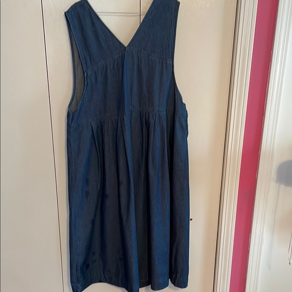 Vintage Jumper- Sleeveless Blue Button-Down Dress - Picture 2 of 5